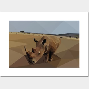 Low Poly Rhino Posters and Art